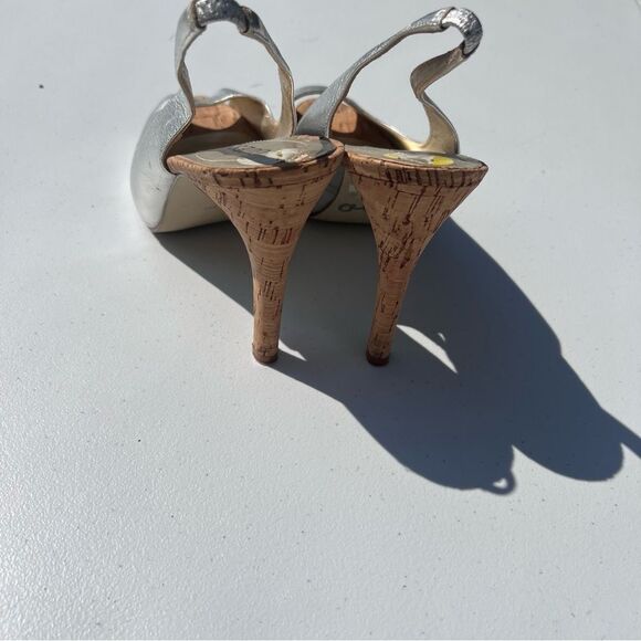 Guess Silver Peep-Toe Slingback Heels - Picture 4 of 7